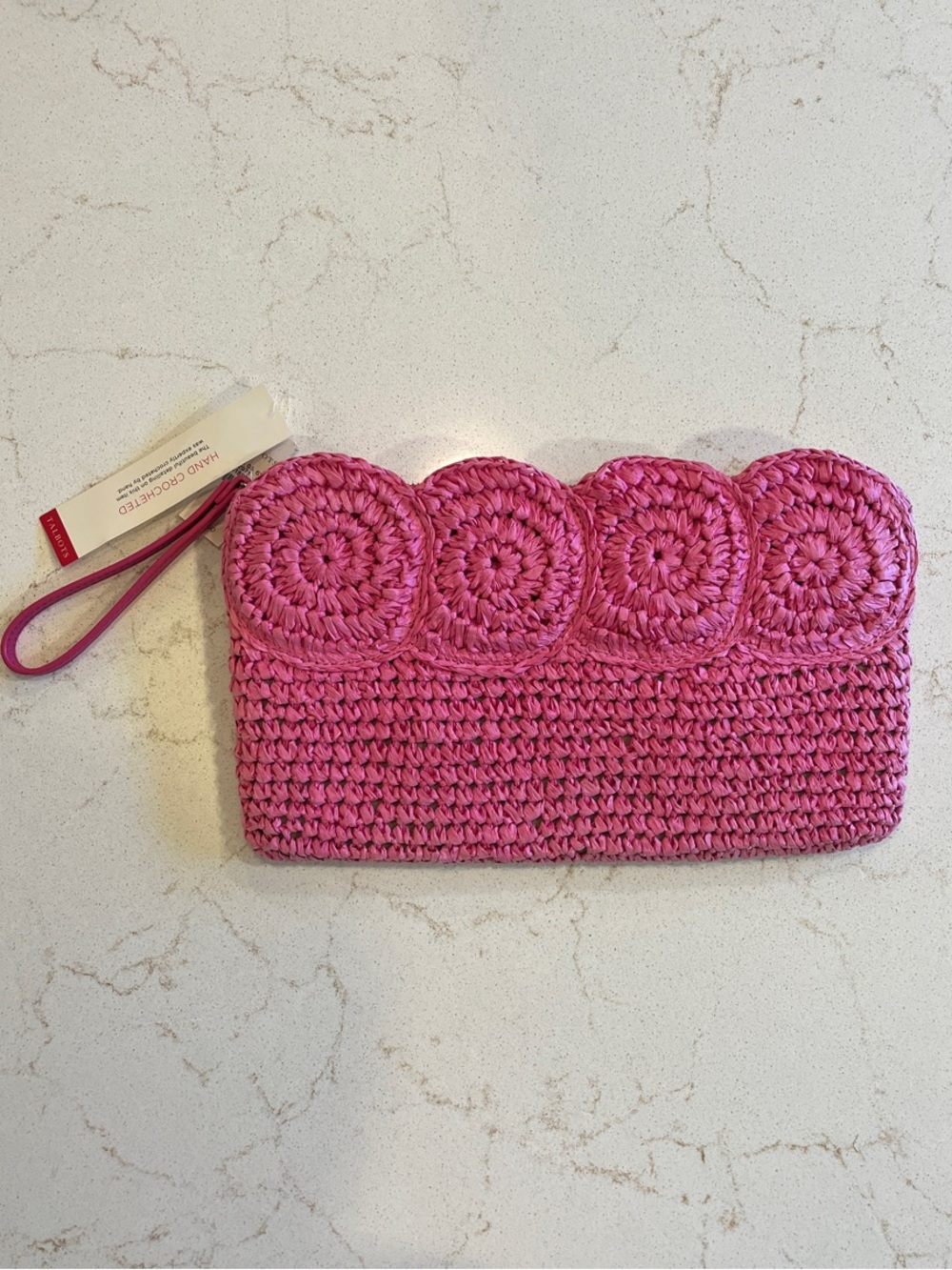 Talbots Hot Pink Crochet Wristlet Clutch